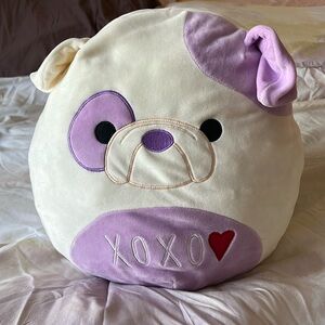 Squishmallow valentine bulldog. 12 inch.